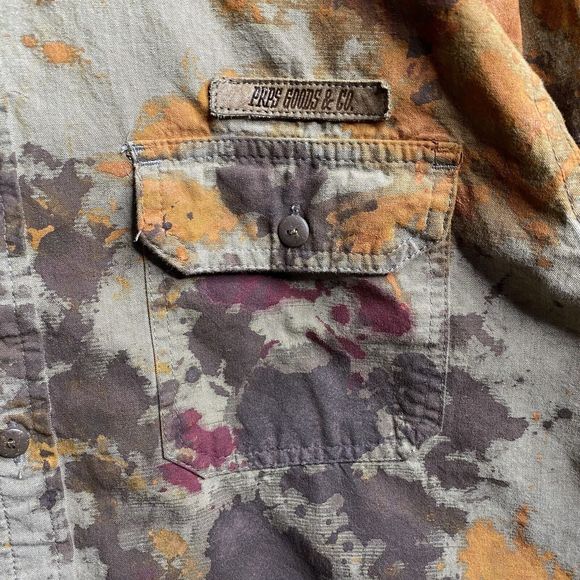 PRPS Shirt Men Large Paint Splatter Acid Wash Pockets Long Sleeve Button Up - Picture 6 of 16
